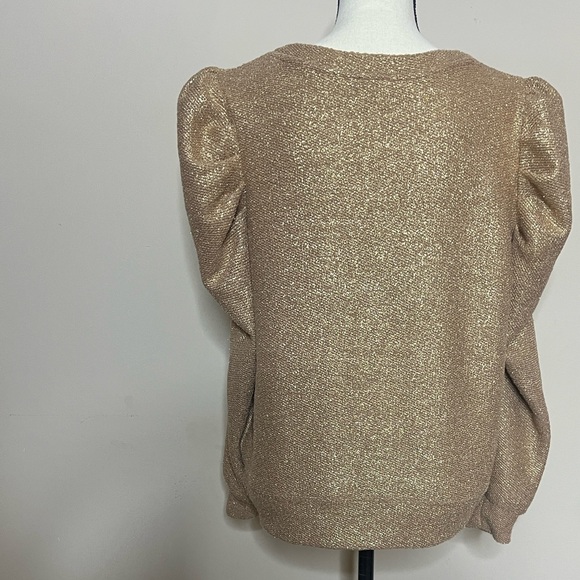 Express Metallic Gold Puff Sleeve Blouse - Picture 12 of 15